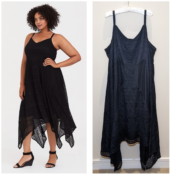 torrid Dresses & Skirts - Torrid Black Geo Lace Handkerchief Dress Plus Size 5X
